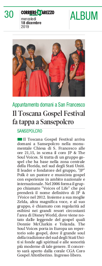 Il Toscana Gospel Festival fa tappa a Sansepolcro Officine della